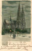 Vienna, Wien; Votivkirche / church at night, litho, Kuenstlerpostkarte No. 2652. von Ottmar Zieher, No. 1096. s: Paul Hey (EB)