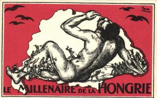 &#039;Le Millenaire de la Hongrie&#039; kiadja az Országos Propaganda Bizottság / Hungary, irredenta art postcard s: Gara Arnold