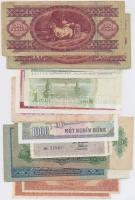 21db vegyes magyar és külföldi bankjegy, közte 1920. 2K "2aa" (2x) egymáshoz közeli sorszá...