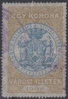 1908 Pécs városi illetékbélyeg 1K