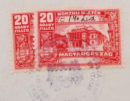 1933 Rómában kelt okmány 6 db (4 féle) Konzuli illetékbélyeggel