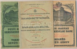 ~1910-1940. Pesti Magyar Kereskedelmi Bank 3db klf takarékbetétkönyve