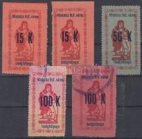 1922 5 db Miskolci ínség bélyeg