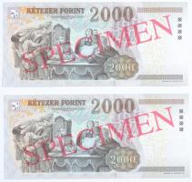 2010. 2000Ft piros "MINTA / SPECIMEN" felülnyomással (2x) sorszámkövetők, "CA 0000159...