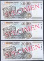 2010. 2000Ft piros "MINTA / SPECIMEN" felülnyomással (3x) sorszámkövetők, "CA 0000147...