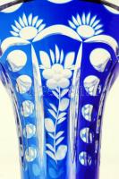 Ezüst (Ag.) talpas, kristály váza, csiszolt, metszett több rétegű, jelzett, hibátlan, m:28 cm, d:14,...