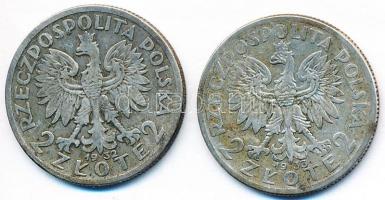 Lengyelország 1932-1933. 2Zl Ag (2x) T:2-,3 Poland 1932-1933. 2 Zlotych Ag (2x) C:VF,F