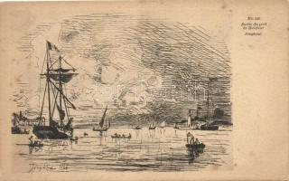 6 db főleg használatlan RÉGI motívumlap; hajó, hadihajó / 6 old mostly unused motive cards; ship, wa...