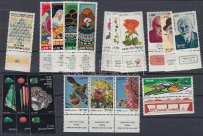 45 diff. stamps with tab + 2 blocks on 3 stock cards, 45 klf tabos  bélyeg + 2 blokk 3 stecklapon