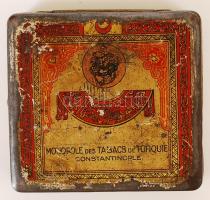 cca 1920 Török cigarettás dobozka, fém / Monopole des Tabacs de Turquie, Turkish cigarette box, metal, 7,5x8,5cm
