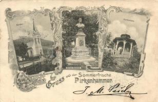 Brezová, Pirkenhammer; Kirche, Korner Denkmal, Körnerhöhe / church, statue, lookout tower, floral Art Nouveau (EK)
