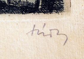 Túry Mária (1930-1992): Műterem. Rézkarc, papír, jelzett, 20×29 cm