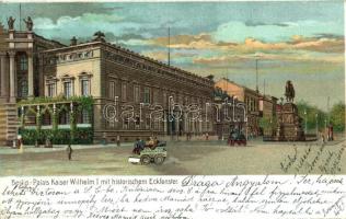 Berlin, Palais Kaiser Wilhelm I., Eckfenster / palace, window, Hermann Tietz automobile litho (b)