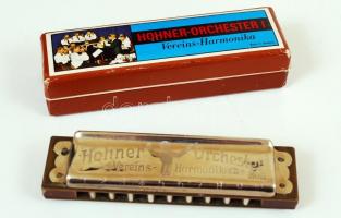 Hohner Orchester I. szájharmonika, eredeti dobozában, eredeti német számlával, h:10 cm