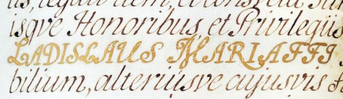 1777 Mária Terézia adománylevele maksai Máriaffi László (?-1783) valóságos táblai ülnök részére, ame...