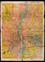 1948 Budapest közlekedési térkép. Stoits György Merre menjek Budapest. Utcajegyzékkel. Szakadásokkal, lyukakkal. 62x46cm