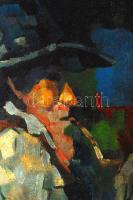 Nagy jelzéssel: Beszélgetők. Olaj, farost, jelzett, antik keretben, 50×60 cm