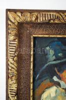 Nagy jelzéssel: Beszélgetők. Olaj, farost, jelzett, antik keretben, 50×60 cm