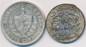 Vegyes: Kuba 1949. 20c Ag + Portugália 1951. 2 1/2Esc Ag T:2,2-
Mixed: Cuba 1949. 20 Centavos Ag + P...