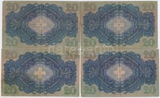 Svájc 1938. 20Fr (4x) T:III
Switzerland 1938. 20 Franken (4x) C:F