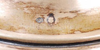 Ezüst (Ag.) talpas ólomkristály váza, csiszolt jelzett, apró csorbával, m:24,5 cm