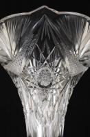 Ezüst (Ag.) talpas ólomkristály váza, csiszolt jelzett, apró csorbával, m:24,5 cm