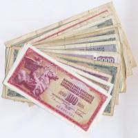 Jugoszlávia 1929-1993. 10D-500.000D 30db vegyes bankjegy T:vegyes Yugoslavia 1929-1993. 10 Dinara - 500.000 Dinara 30pcs of banknotes C:mixed