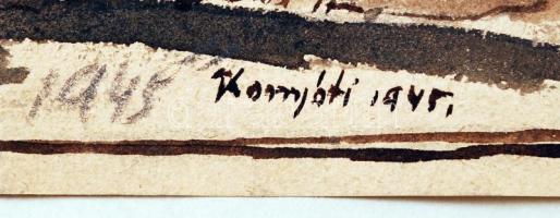 Komjáti-Wanyerka Gyula (1894-1958): Krisztus kálváriája. Vegyes technika, papír, jelzett, 27,5×20 cm