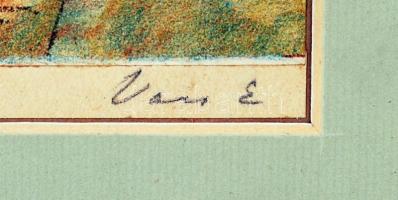 Vass Elemér (1887-1957): Derűs nap a Szajnán. Színezett litográfia, papír, jelzett, üvegezett keretb...