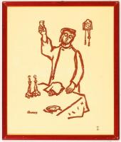 Ámos Imre (1907-1944): Zsidó ünnepek II. Szita (utánnyomás), papír, jelzett a szitán, 32×27 cm