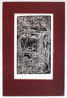 Kass János (1927-2010): Ószövetségi sorozat egy darabja. Magasnyomású rézkarc, papír, jelzett, paszpartuban, 19,5×11,5 cm