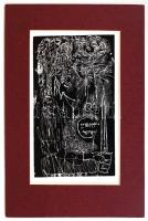 Kass János (1927-2010): Ószövetségi sorozat egy darabja. Magasnyomású rézkarc, papír, jelzett, paszpartuban, 21×12,5 cm