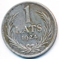 Lettország 1924. 1L Ag T:2- Latvia 1924. 1 Lats Ag C:VF