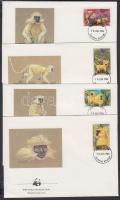 WWF Aranylangur sor + ugyanaz a sor 4 FDC-n WWF Golden Langur set + same set on 4 FDC