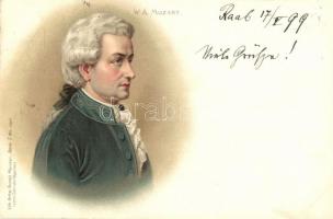 4 db RÉGI litho motívumlap 1899-ből; zenész (Liszt, Wagner, Mozart, Beethoven) / 4 old litho motive ...