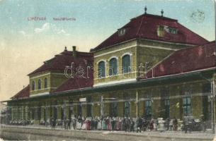 Lipótvár, Pályaudvar, vasútállomás / railway station - 2 db régi képeslap / 2 old postcards