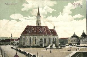 Kolozsvár, Mátyás király tér, Schuster Emil kiadása / square, church (fa)