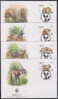 WWF Kelet-afrikai nyársas antilop sor 4 FDC, WWF East African oryx set on 4 FDC