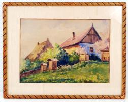 Székely Mária (1930- ): Méhes a kertben. Akvarell, papír, jelzett, paszpartuban, üvegezett keretben, 33×23 cm