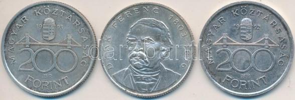 1992-1994. 200Ft Ag (3x) "MNB" + "Deák" T:2