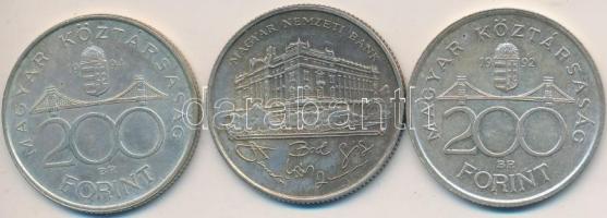 1992, 1993, 1994. 200Ft Ag "MNB" (3x) T:2,2-