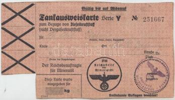 Német 3. Birodalom 1941. Kőolaj jegy T:2 German Third Reich 1941. Petroleum ticket C:XF