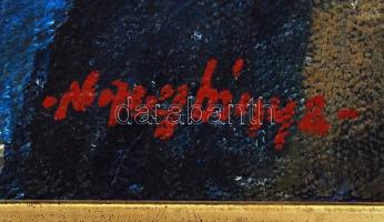 Olvashatatlan jelzéssel: Hálószövő. Olaj, farost, keretben, 50×40 cm