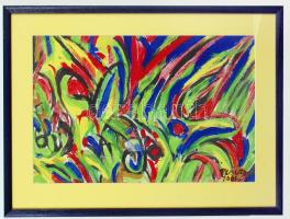 Cs. Németh Miklós (1934-2012): Tavasz. Olaj, karton, jelzett, üvegezett keretben, 32×50 cm