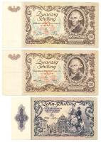 Ausztria 1950. 10Sch II. kiadás + 20Sch (2x) T:II-,III Austria 1950. 10 Schilling second edition + 20 Schilling (2x) C:VF,F Krause 128,129