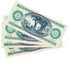 1969. 10Ft (2x) + 1975. 10Ft (2x) sorszámkövetőek, gyári papírránccal T:I,I- hajtatlanok