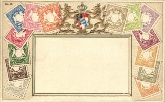 Bavarian set of stamps, coat of arms Emb. litho (pinhole)