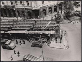 1967-1968 Budapest, Baross tér az átépítés előtt és alatt, Karai S. felvételei, 4 db fénykép, 18x24 ...