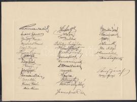 1930 Az Országos Gyümölcsszeszforgalmi Rt. Tisztviselő kara, a csoportképen szereplők aláírásával, k...