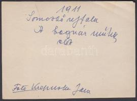 1911 Somoskőújfalu, a bognár műhely előtt, feliratozva, 8x11 cm